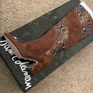 NEW! Sam Edelman Brown suede w Snk print boots 8M